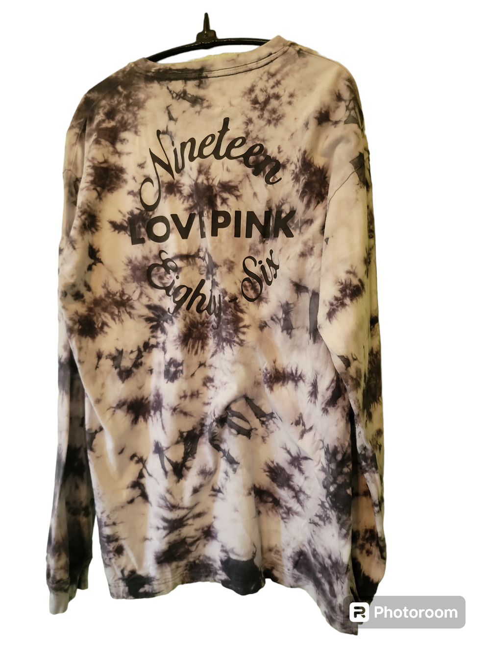 Victoria's Secret Pink Top Tie Dye Long Sleeve Graphic T-Shirt Gray Size Small